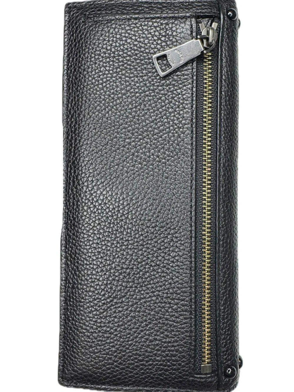 Coach Black Enamel Studded Full-Sized Leather Wallet